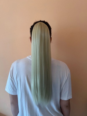 Hair extension ponytail gray new, 60 cm, 100 g