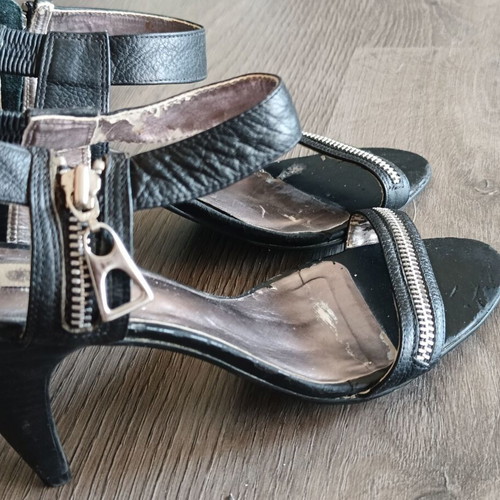 Dune London black leather sandals size 39 like new