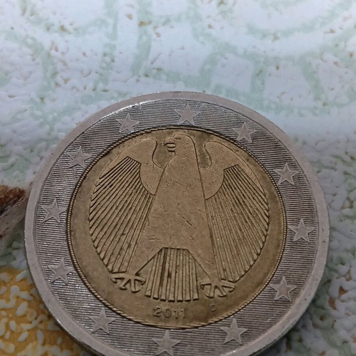 2 Euro Coin Germany 2011D used with mint errors