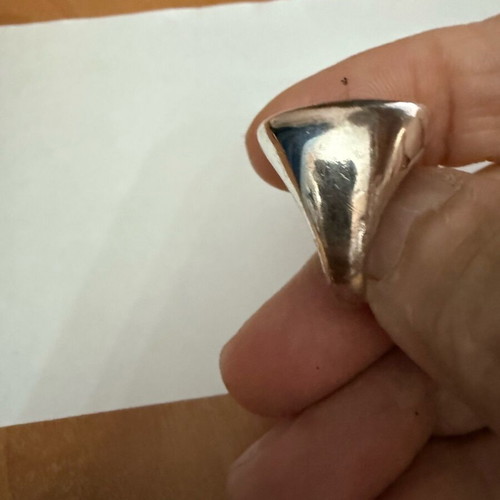 Silver ring with black enamel cross like new