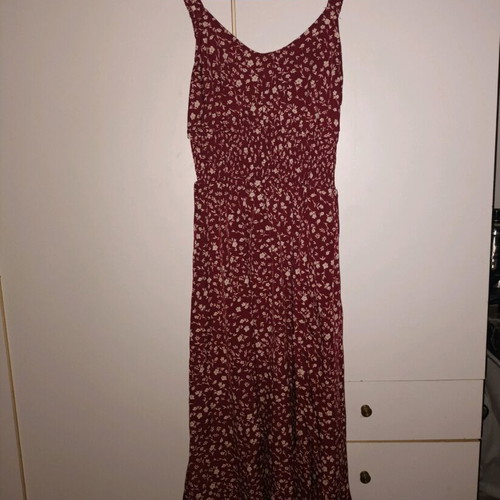 Midi floral dress brown with slit new