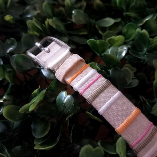Swatch Vintage Women's Watch like new, silver dial, rainbow cloth band