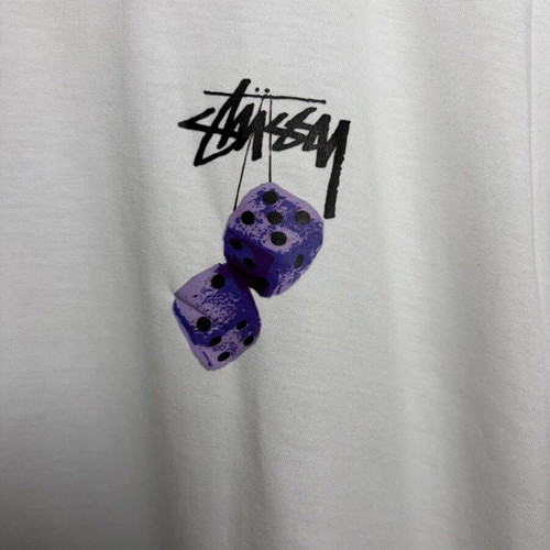 Stüssy T-shirt white with purple dice graphic, size L