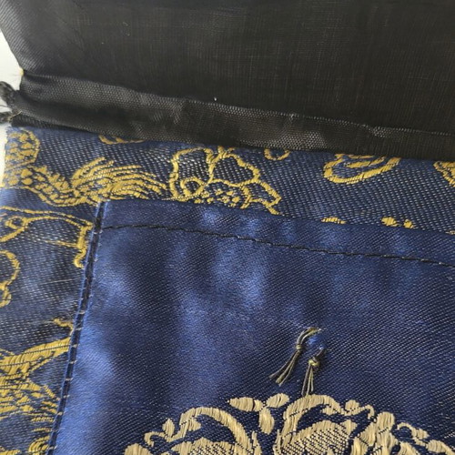 Vintage satin royal pouch like new, blue and gold oriental style