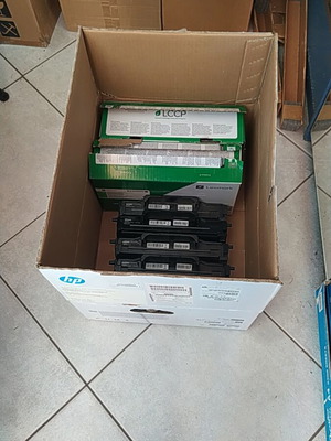 Lexmark B222000 toner cartridges used, pack of 9, black, empty