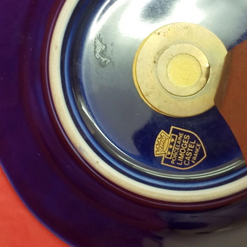 Limoges porcelain plate with gilded brass base