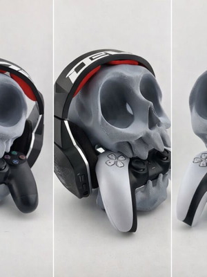 PS5 Controller and Headset Stand Skull Design 3D Printed new