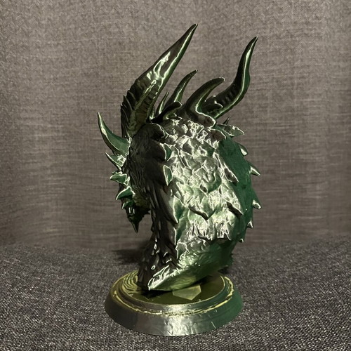 3D printed dragon head, gold-black 14x20x24 cm