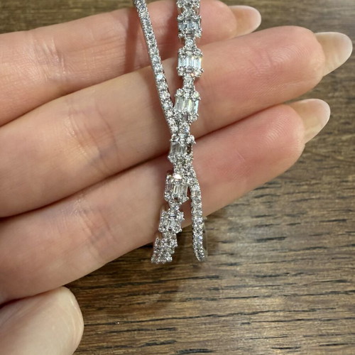 Bracelet hinged stainless steel with zirconia, new, silver color