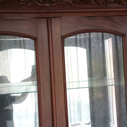 Display cabinet antique furniture made of walnut wood