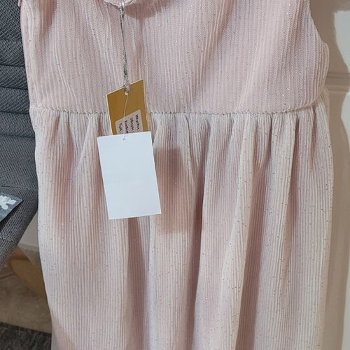 Ebita dress for girls 8 years old with pouch bag, new, pink with gold and silver thread