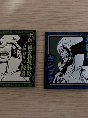 One Piece coaster set used, 2 plastic coasters