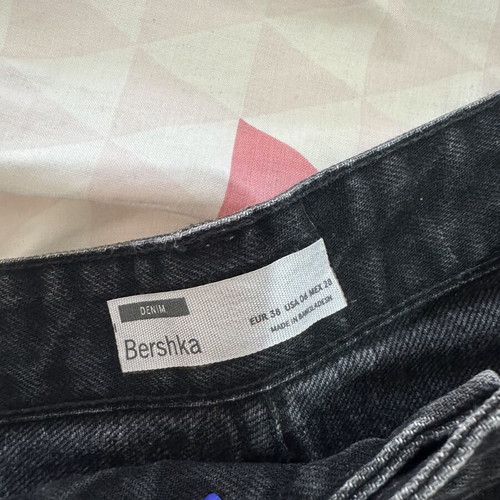 Bershka high-waist black denim shorts, size M