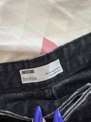 Bershka high-waist black denim shorts, size M