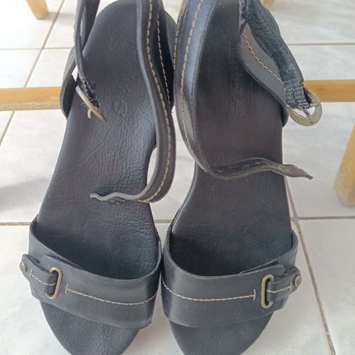 Timberland sandals size 38.5 used, black leather, 5cm heel