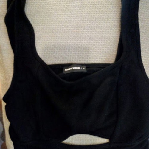 Tally Weijl Black Cut-Out Crop Top like new, size M