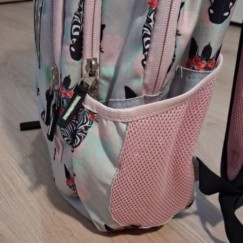 Girls' school backpack with zebra print, large capacity