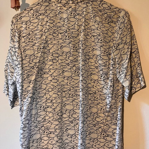 Nice Things summer shirt used, white and grey, size S