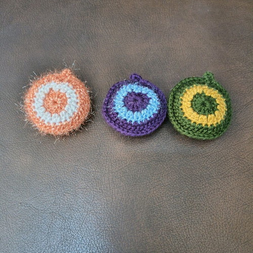 Handmade knitted keychains set of 3, colorful, new