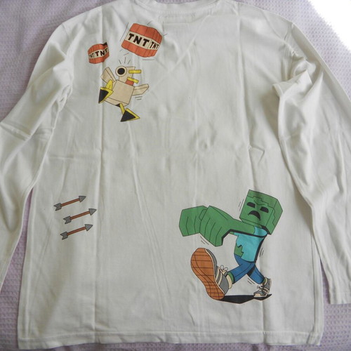Zara Kids Long-Sleeve White Shirt with Minecraft Prints like new