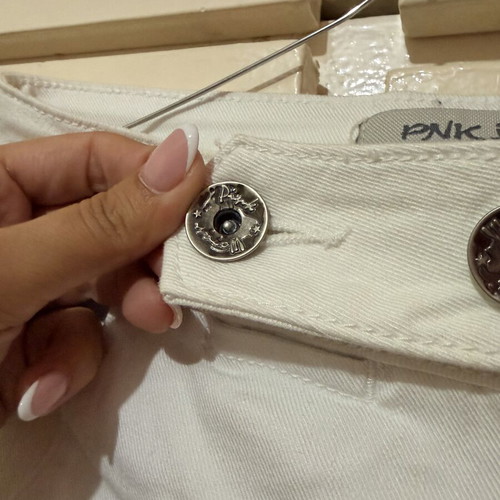 PNK Jeans White Low-Waisted Y2K Denim Pants like new, size S