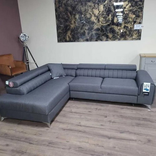 Gray fabric corner sofa with sleep function and storage new