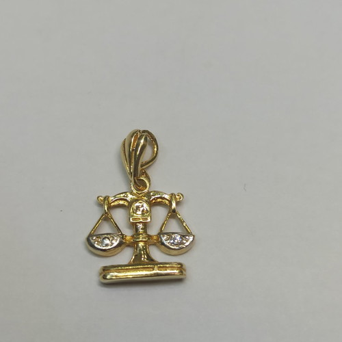 Gold zodiac pendant Libra used 14K 15mm