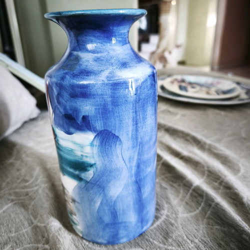 Ceramic vase handmade with enamel Eva Studio & Shop Mykonos like new
