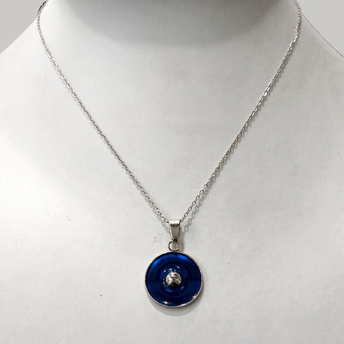 Glacies et Aqua necklace silver color with blue enamel, new