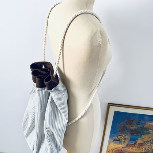 Ioanna Kourbela Backpack Bag new, leather and cotton, waterproof interior