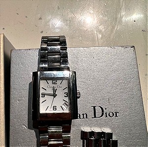 Αντρικό stainless steel Christian Dior Riva τετράγωνο καντράν, silver dial, ημερομηνία.