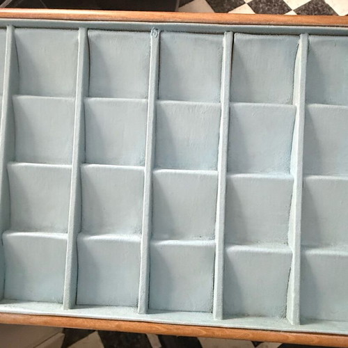 Jewelry display used, brown and sky blue color