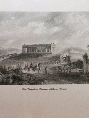 Engravings like new, set with Temple of Hephaestus and Temple of Aphaia