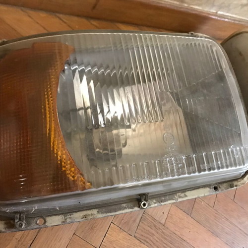 Front headlights vintage car used, pair, antique