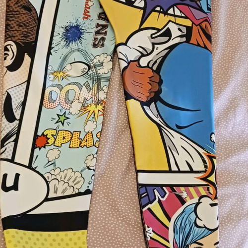 Retro leggings used, elastic, multicolor, size M