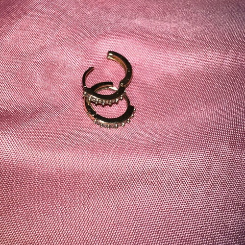 Hoop earrings set of 2 in gold, like new, one with rhinestones