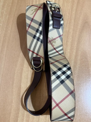 Burberry Haymarket Check belt like new, beige and brown leather, size 110
