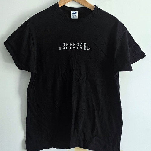 Collectible offroad adventure T-shirt, unisex, black and white, size S