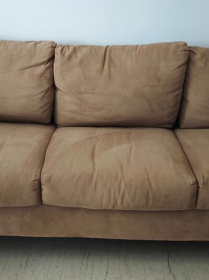 Modern living room set with alcantara fabric and metal legs like new