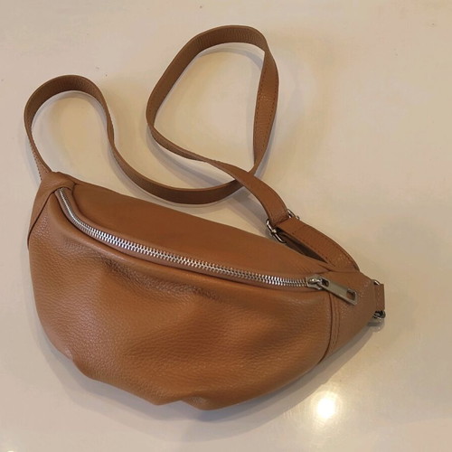 Leather banana bag new, brown