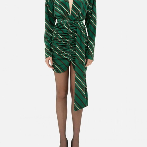 Vassia Kostara Striped Mini Dress new, medium, black and green