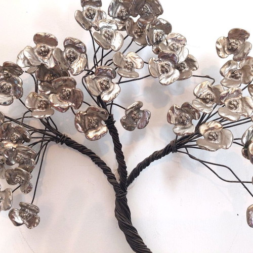 Handmade Metal Wall Art Trees in Bronze and Metal, like new