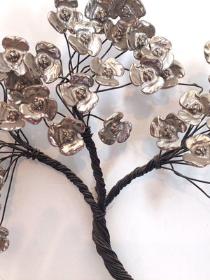 Handmade Metal Wall Art Trees in Bronze and Metal, like new