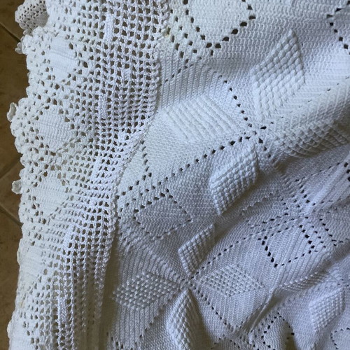 Handmade crocheted blanket, cotton yarn, 200x223 cm