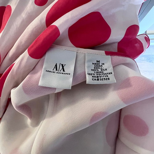 Armani Exchange silk blouse like new, white and red