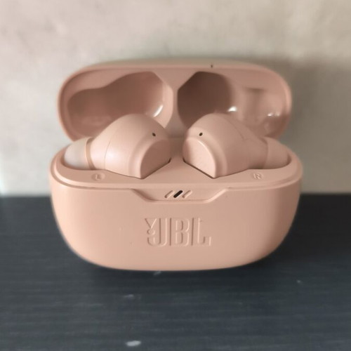 JBL Vibe Beam Touch earbuds used, beige color
