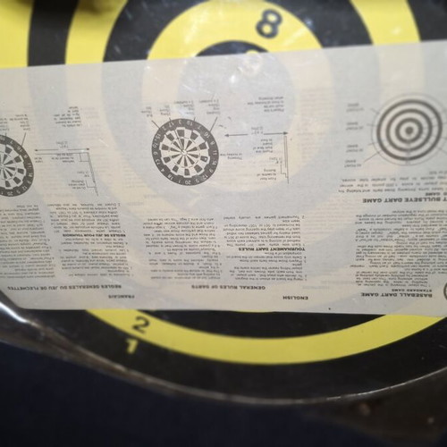 Paper Dartboard 38cm double-sided with 6 steel tip darts new
