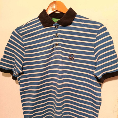 Benetton striped short-sleeve polo shirts like new, pack of 2, size Medium