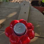 Handmade red flower tealight holder