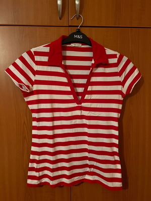 Striped Polo Shirt More&More like new, size 36, white-red